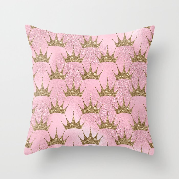 Royal Mermaid Crown Throw Pillow