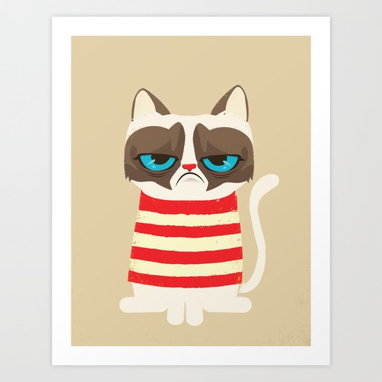 Grumpy meme cat Art Print