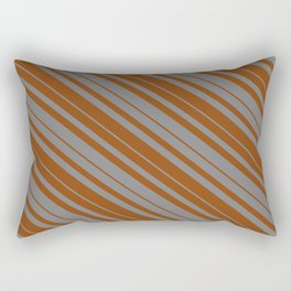 [ Thumbnail: Grey & Brown Colored Lined Pattern Rectangular Pillow ]
