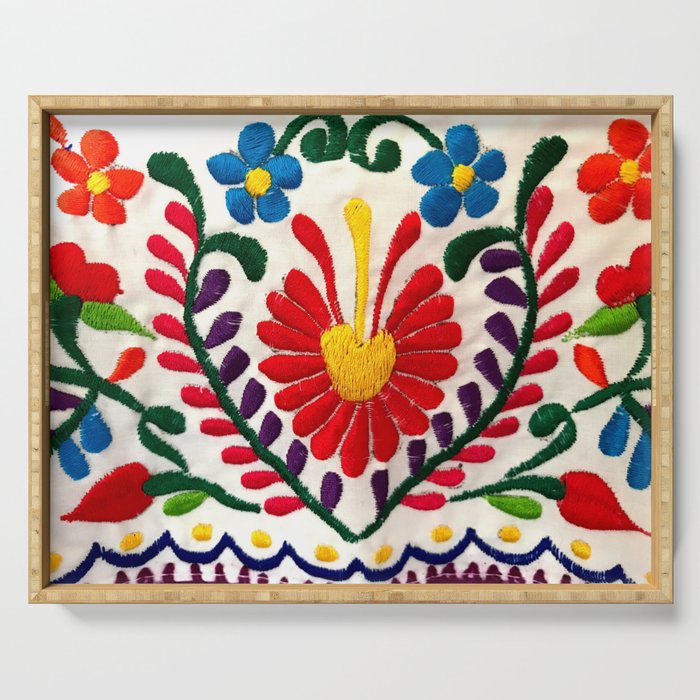 Red Mexican Flower Serving Tray