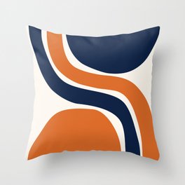 Abstract Shapes 66 in Vintage Orange and Navy Blue Throw Pillow | Shades, Bold, Shape, Navyblue, Geometric, Rainbow, Earthy, Graphicdesign, Boho, Scandinavian 