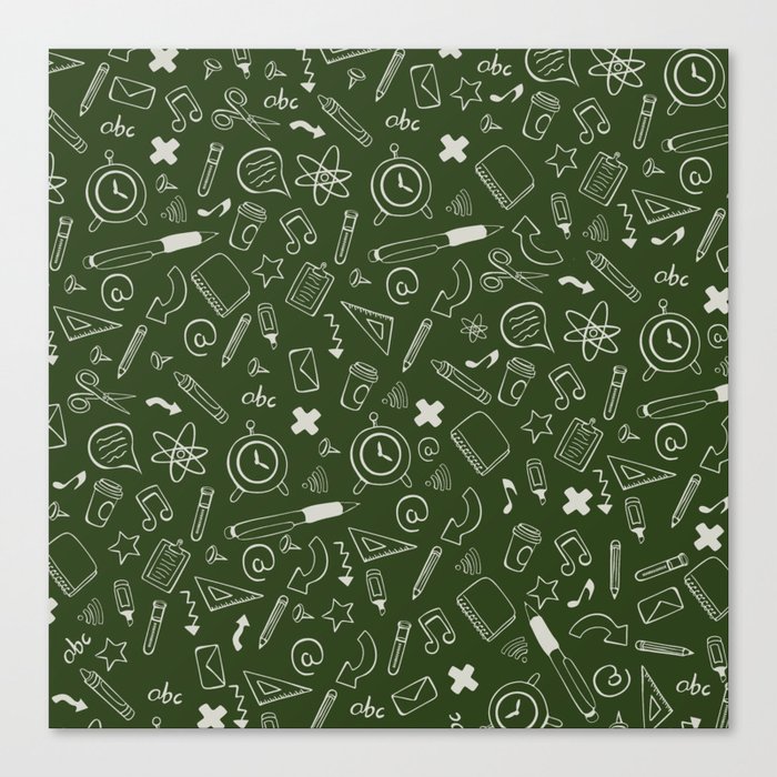 Back to School - Green-White Pattern Canvas Print