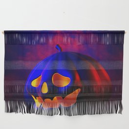 Happy Halloween Design with Pumpkins on Dark Background Wall Hanging