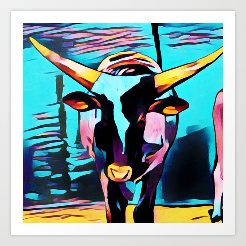 Colorful Longhorn Art Print By Tecklito Society6