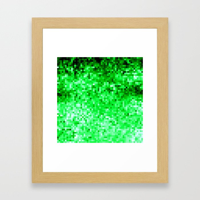 Grass Green Pixels Framed Art Print