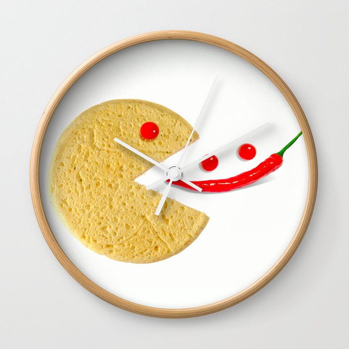conceptual pizza-smile eat pepper Wall Clock