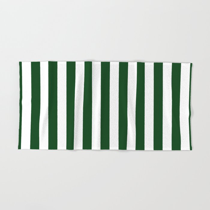 Large Forest Green And White Rustic Vertical Beach Stripes Hand Bath Towel By Honorandobey Society6