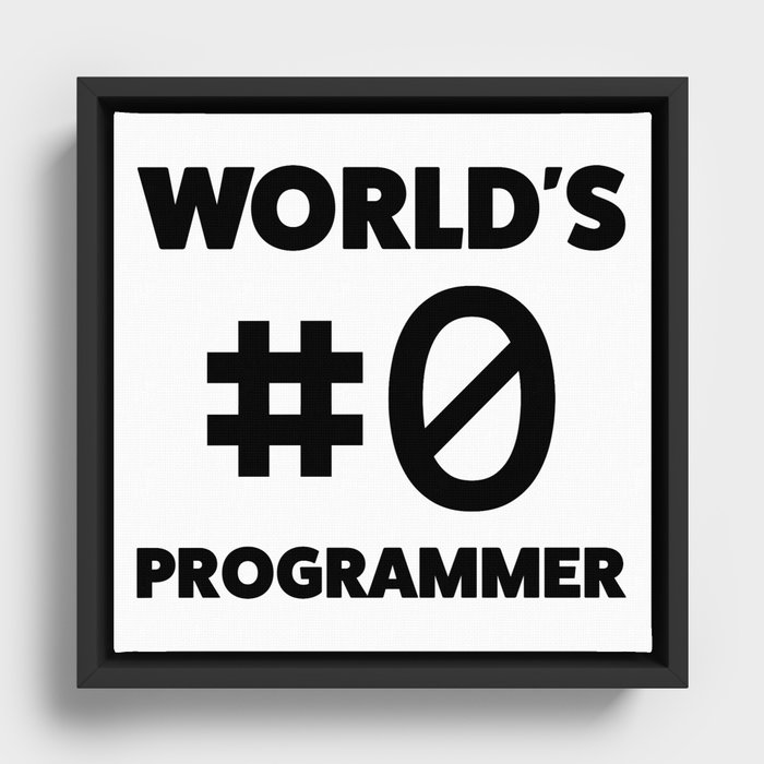 World's #0 programmer Framed Canvas