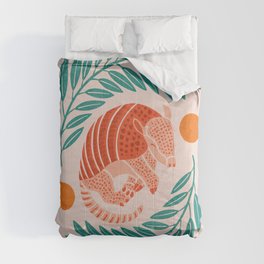 Sleepy Armadillo – Orange and Teal Comforter