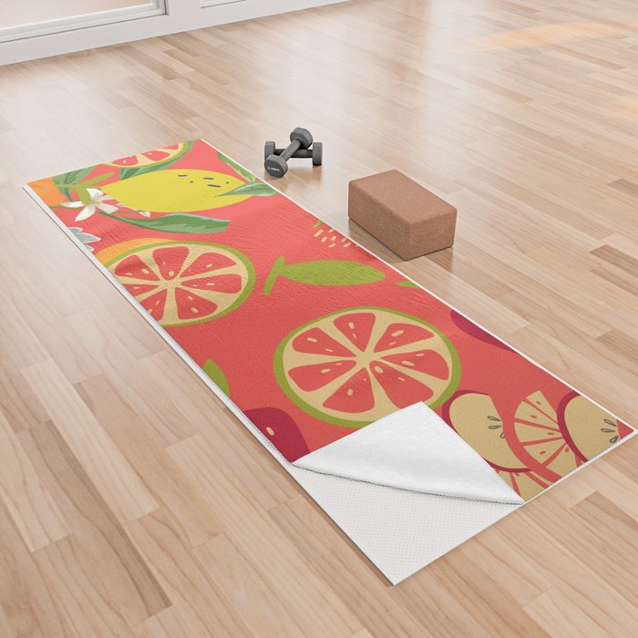 Summer Fruits And Flowers Yoga Towel