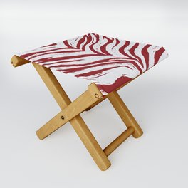 Tiger Stripes -Red & White - Animal Print - Zebra Print Folding Stool