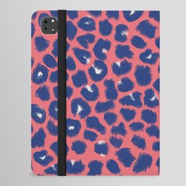 Leopard Spots, Cheetah Print, Navy, Coral Color, Brush Strokes iPad Folio Case
