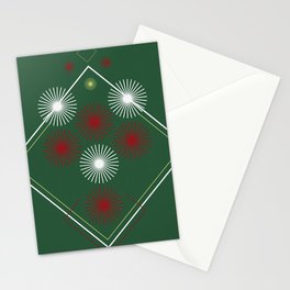 Geometric green red christmas abstract  Stationery Card