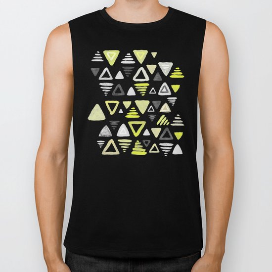 Summer Yellow Triangles on Grey Biker Tank