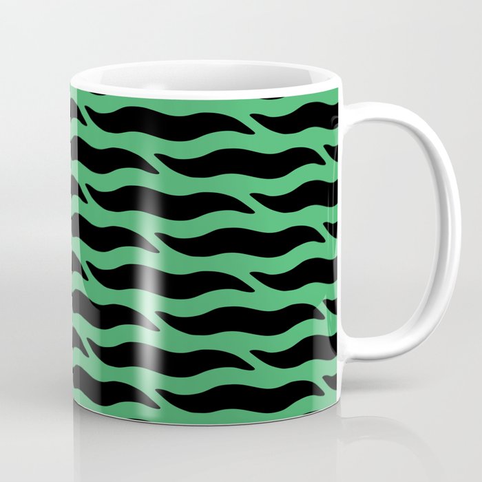 Tiger Wild Animal Print Pattern 344 Black and Green Coffee Mug
