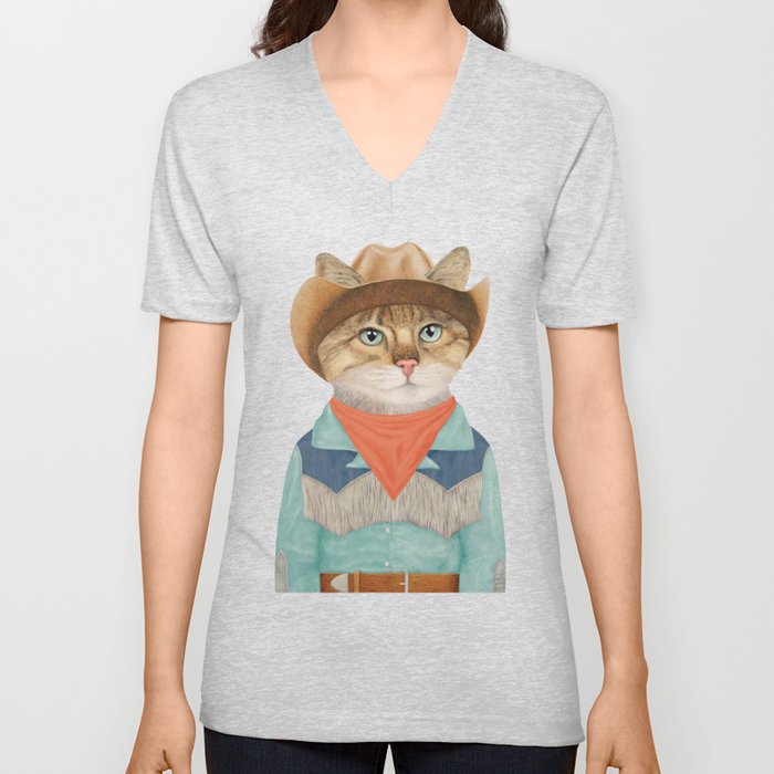 Rodeo Kitten V Neck T Shirt