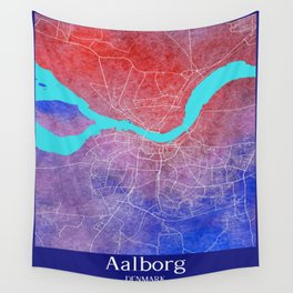 Aalborg Watercolor Map Wall Tapestry