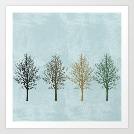 Four Colors Trees Art Print