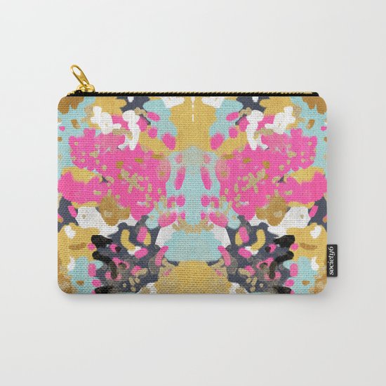 Laurel - Abstract painting in a free style with bold colors gold, navy, pink, blush, white, turquois Carry-All Pouch