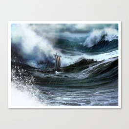Lost at Sea, a Viking shipwreck in a storm Canvas Print