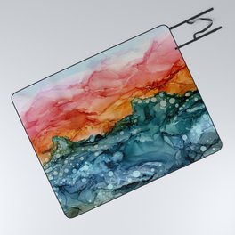 Ariel Alcohol Ink Painting Picnic Blanket