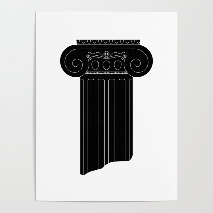 Vintage black and white greek column cartoon  Poster