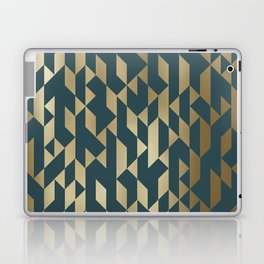 Abstract Geometric Pattern in Teal and Gold Laptop Skin