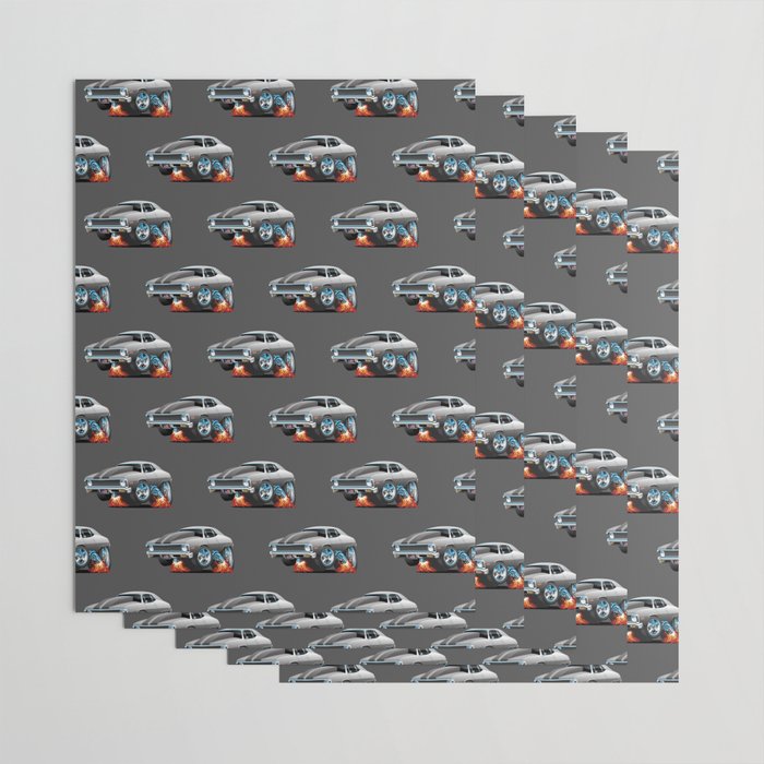 Classic American Muscle Car Hot Rod Cartoon Wrapping Paper By