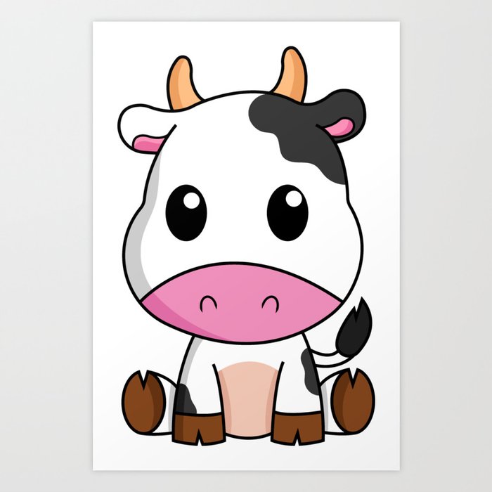 Cute cartoon cow Art Print