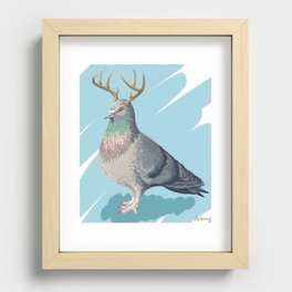 Pigeon with Antlers Recessed Framed Print