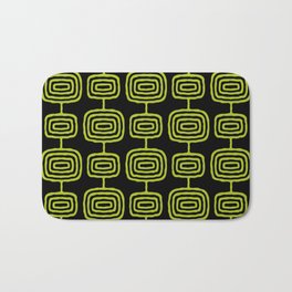 Mid Century Modern Atomic Rings Pattern Black and Chartreuse Bath Mat
