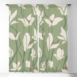 Vintage Tokoyo Flower In Green And White Blackout Curtain