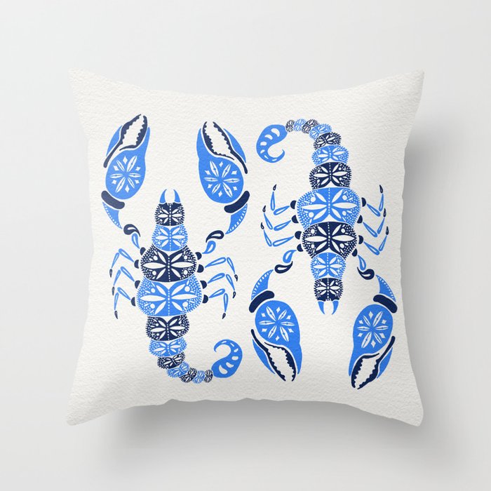 Blue Scorpion Throw Pillow