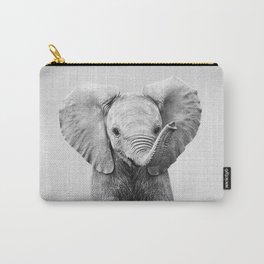 Baby Elephant - Black & White Carry-All Pouch