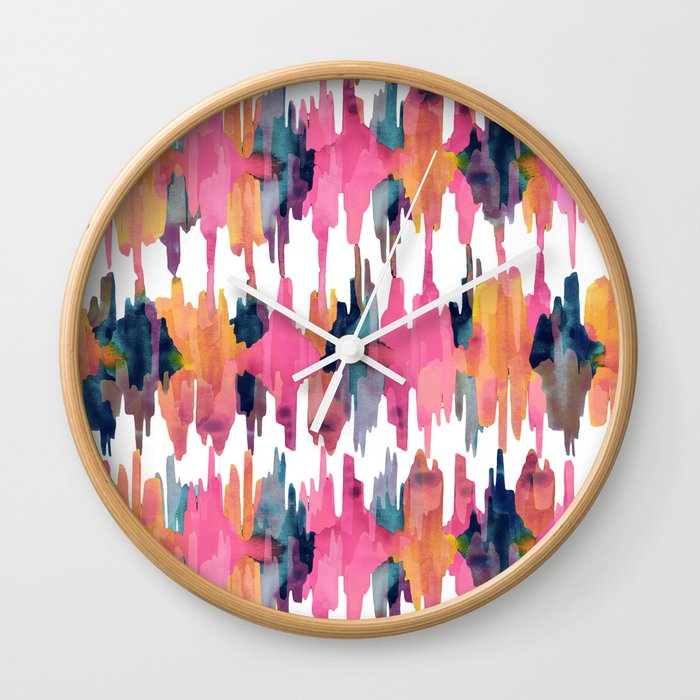 Peony Balinese Ikat Wall Clock By Huntleigh Society6