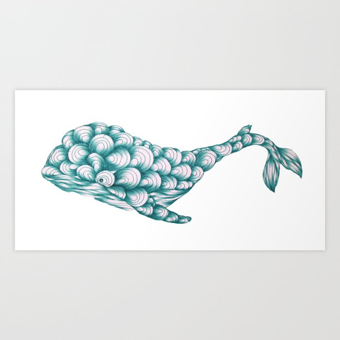 Turquoise Whale Art Print