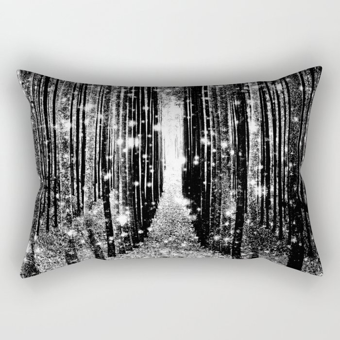 Magical Forest Black White Gray Rectangular Pillow