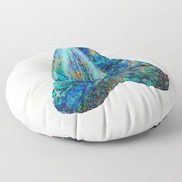 Blue Shark Tooth Art by Sharon Cummings Floor Pillow