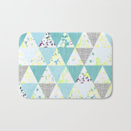 PASTEL NEON GEO FLORALS IN MINT Bath Mat