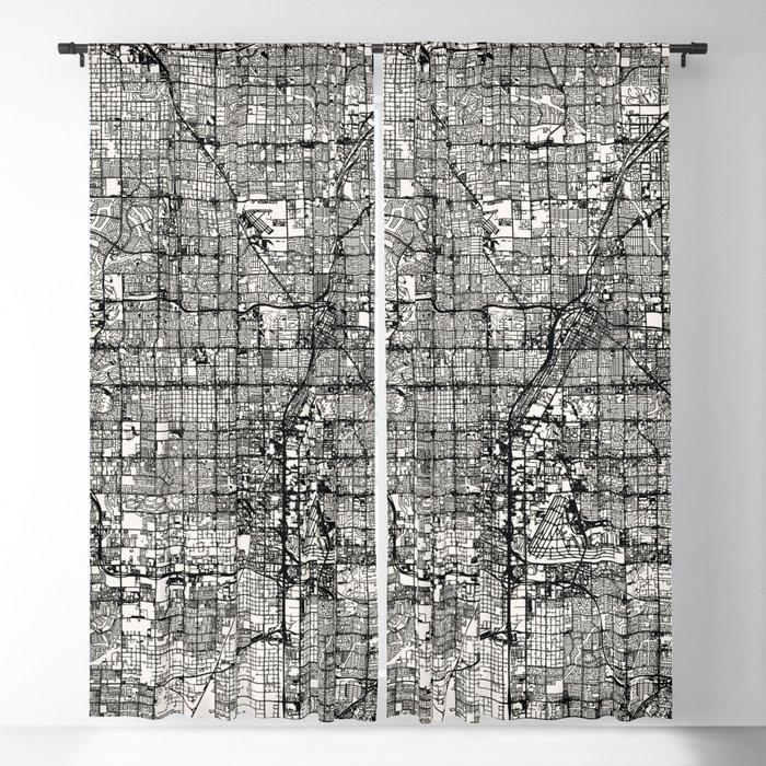 Vintage Las Vegas Map in Black and White Blackout Curtain