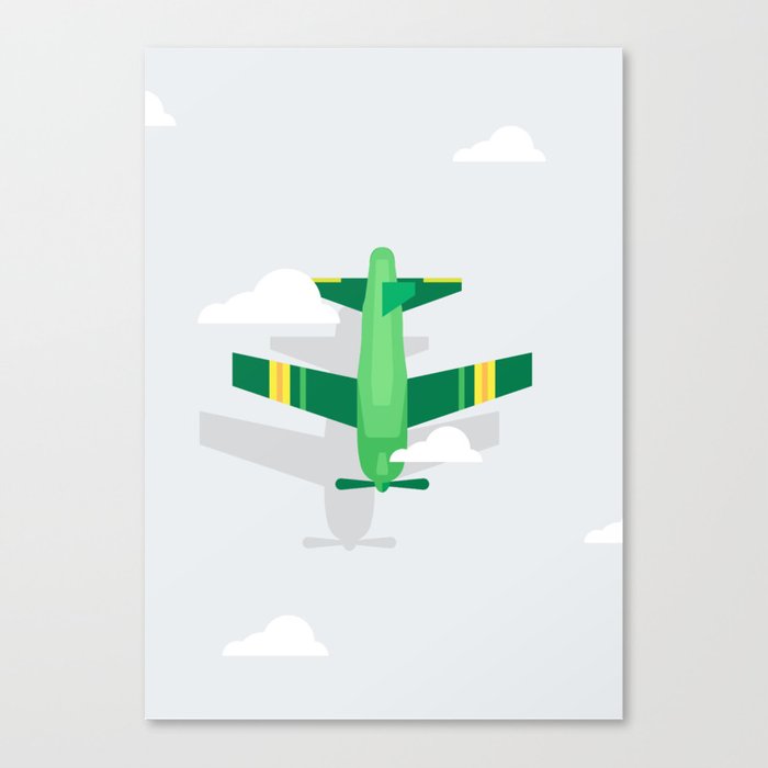 Green Plane High Sky Canvas Print