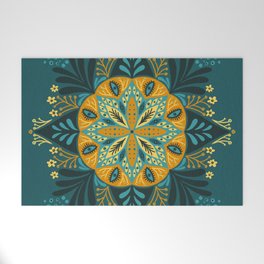 Sprouting Mandala – Teal Welcome Mat