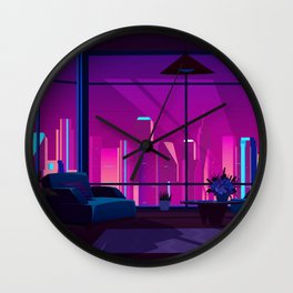 Synthwave Neon City #17 Wall Clock