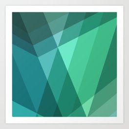 Fig. 046 Mint, Sea Green, Blue & Teal Geometric Art Print