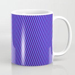 [ Thumbnail: Purple & Blue Colored Striped/Lined Pattern Coffee Mug ]
