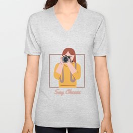 Photography print - Say cheese to the camera V Neck T Shirt