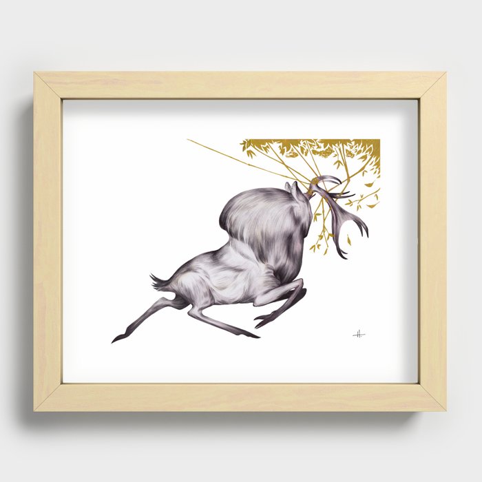 The Stag & His Reflection Recessed Framed Print