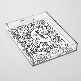 Black and White Graffiti Cool Funny Creatures Acrylic Tray