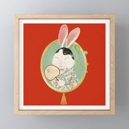 Oriental Rabbit Red Framed Mini Art Print