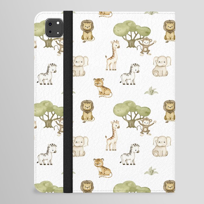 Watercolor Safari Jungle Animals iPad Folio Case